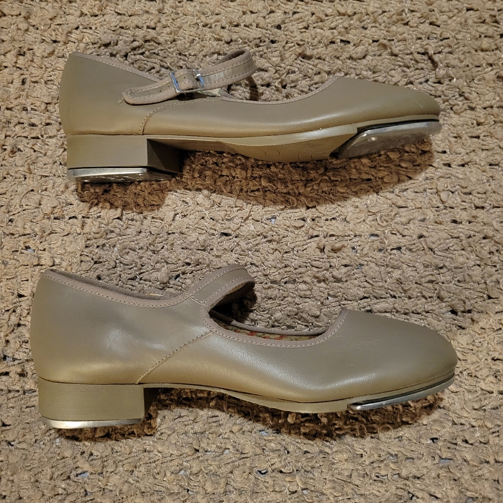 Vintage CAPEZIO Mary Jane Dance Shoes Tan With Ankle Strap Size 8 - Picture 9 of 10